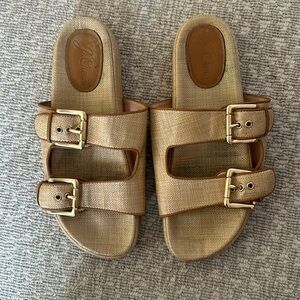 J Crew raffia style two strap sandles